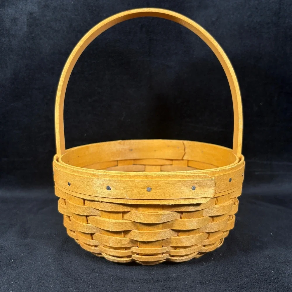 Longaberger 2001 Small Easter Basket w/ Plastic Protector & New Jelly Bean Liner